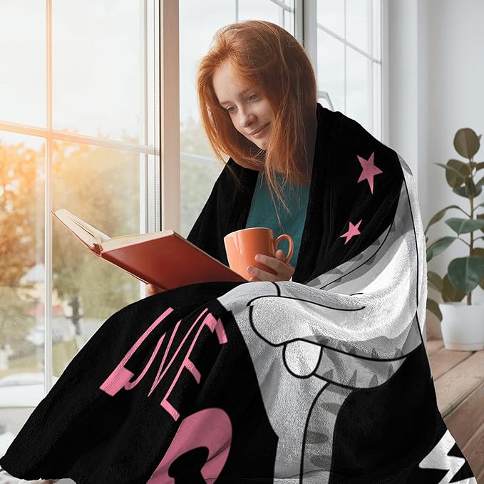 Cute Cat Throw Blanket Ultra Soft Warm Cozy Lightweight Microfiber Blankets Flannel Sherpa Fuzzy Plush Throws for Sofa Couch Bedding All Season, Just a Girl Who Loves Cats 60"x50"