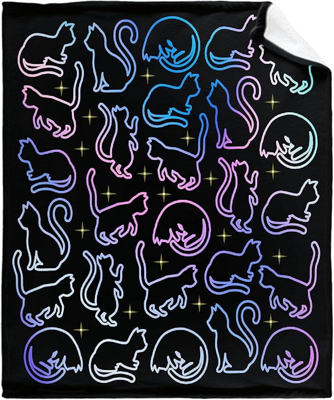 Star Colorful Cats Blanket Throw Super Soft and Cozy Blankets for Home Decoration, Couch, Bed, Sofa 80 in x 60 in Large for Adult for All Seasons
