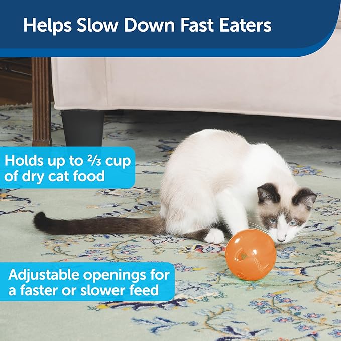 PetSafe Slimcat Feeder Ball - Interactive Game for Your Cat - Fill with Food and Treats - Orange