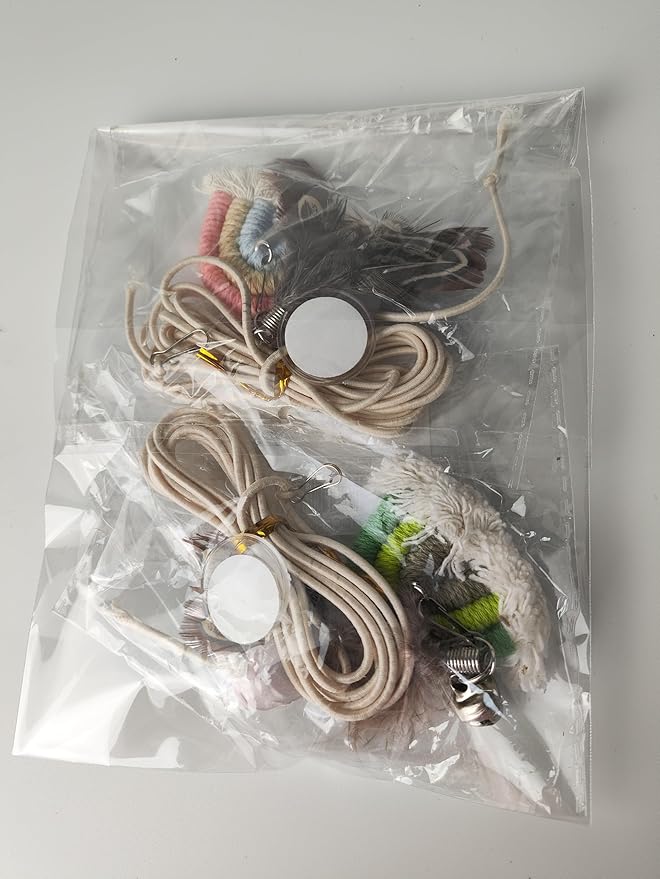 YUDANSI Cat Feather Toys 2pack,Retractable Cat Teaser Toys, Self-Adhesive Hanging Interactive Cat Toy for Indoor Cats Kitten Play Chase Exercise Doorway, Gift for Cats Hunting Chasing to Keep Busy