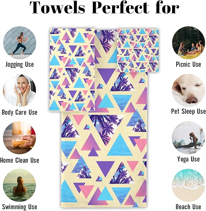 Summer 3 Piece Towel Bathroom Sets, 1 Bath Towel, 1 Washcloth, 1 Hand Towel, Cotton Fast Dry Soft Absorbent Towel Set for Home Kitchen Family