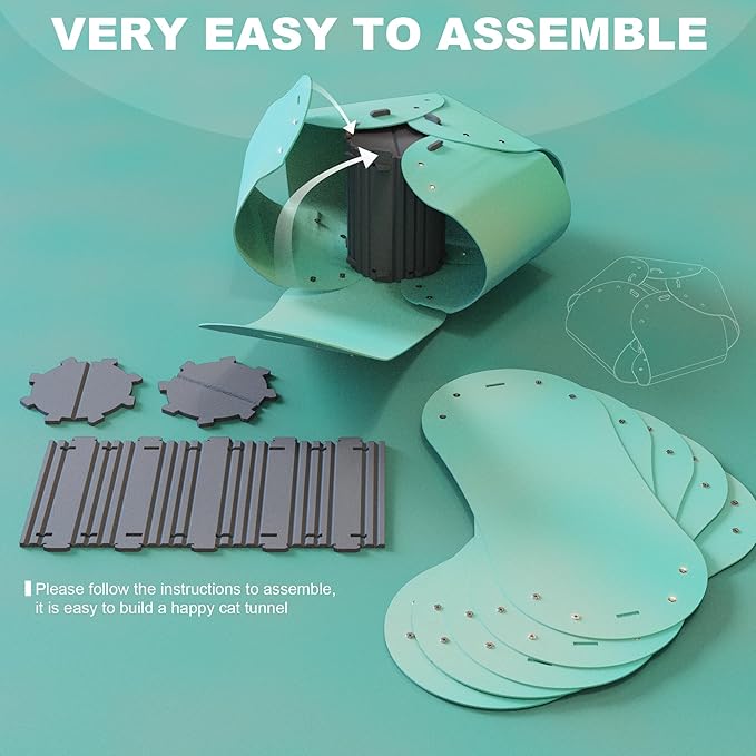 Spring Blossoms Cat Tunnel, Cat Cave for Indoor Cats Bed,Scratch Resistant Cat Toys for Medium Large Cats Hide and Seek Toy (Sky Cyan)