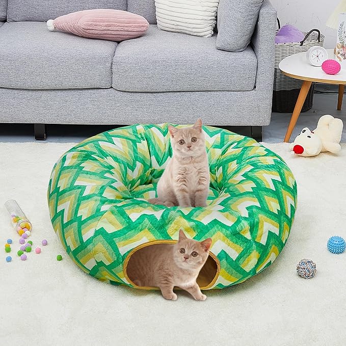 Cat Tunnel Bed, Cat Tunnels Cat Toys for Indoor Cats S-Shape Cat Tube and Cat Donut Tunnel Cave Large Cat Toys Interactive Cat Stuff Supplies
