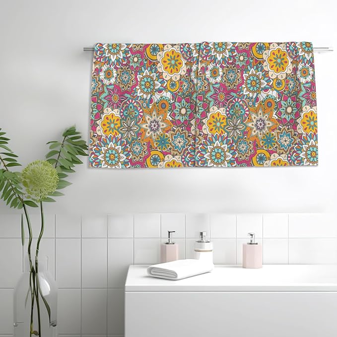 Vintage Turkish Flower Hand Towels for Bathroom,Boho Hand Bath Towels Soft Absorbent Dish Towels for Kitchen Bathroom Gym Beach Decorative Towels,Set of 2