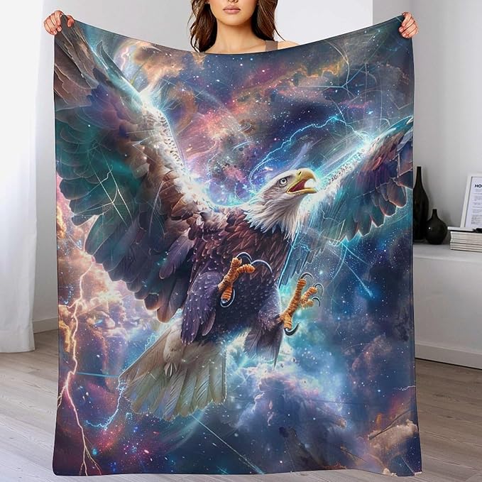 Patriot Eagle Blanket Eagle Gifts for Girls Boys Woman Kids Flying Eagle Lover Throw Blankets Soft Blanket Warm Fleece Flannel Plush Blankets for Bed Sofa Couch 50"x60"