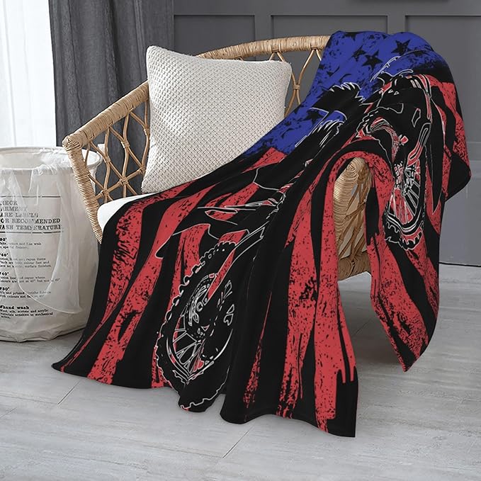 Motocross Flag Soft Throw Blanket Flannel Fleece Blankets Warm Cozy Lightweight Fuzzy Blanket for Bed Sofa Couch Home Decor 60"X50"