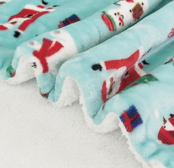 Elegant Comfort Reversible and Ultra-Plush Flannel Fleece-Winter Christmas Sherpa Throw- Lightweight Soft and Cozy-Holiday Decorative Throw, Perfect for Lounging, 50 x 60 inches, Penguin Santa