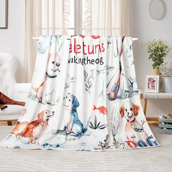 Tupmnbry Dog Throw Blanket Cute Dog Animal Pattern Blanket Super Soft Flannel Fleece Blankets Lightweight Fluffy Plush Bed Blanket for Bedding Sofa and Travel 50"X60"