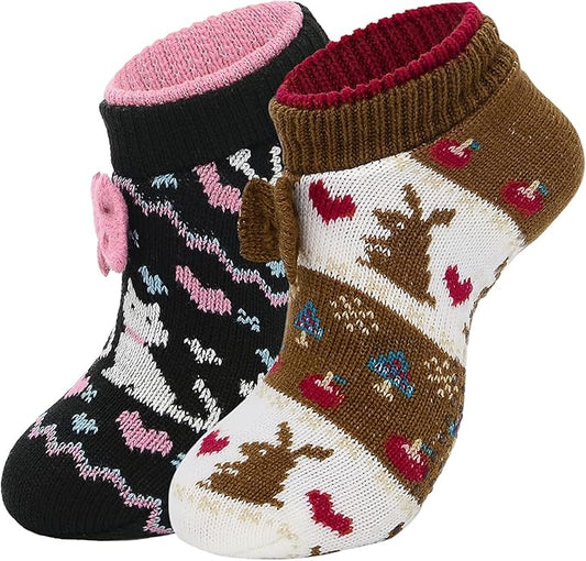 American Trends Fuzzy Socks for Women with Grippers Non Slip Christmas Socks
