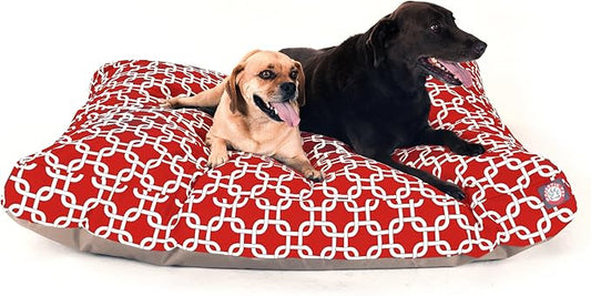 Red Links Extra Large Rectangle Indoor Outdoor Pet Dog Bed With Removable Washable Cover By Majestic Pet Products