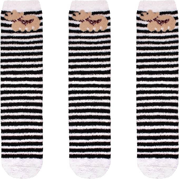 BambooMN Women's Super Soft Warm Microfiber Fuzzy Cozy Animal Socks or Christmas Winter Animal Socks, Value Pack