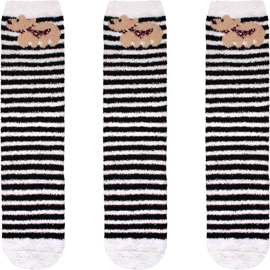 BambooMN Women's Super Soft Warm Microfiber Fuzzy Cozy Animal Socks or Christmas Winter Animal Socks, Value Pack