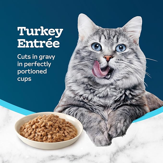 Blue Buffalo Tastefuls Savory Singles Natural Wet Cat Food in Gravy, 2.6-oz. Twin-Pack Tray, Turkey Entreé (24 Count)