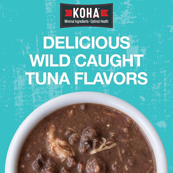 KOHA Pet Food Poké Bowl Cat Variety Pack, Wet Cat Food in Gravy - 5 Flavors - Tuna Combinations of Salmon, Chicken, Duck, Shrimp, and More - 3 oz Pouches, Pack of 12