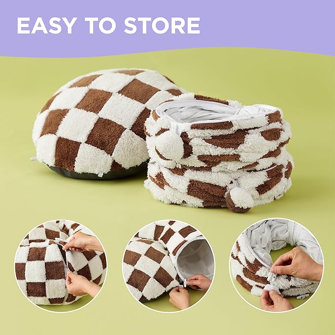 Lesure Cat Tunnel Bed for Indoor Cats - Cute Cat Donut Tunnel with Washable Circle Cushion, Round Pet Play Tunnel Toy for Kitten/Puppy/Rabbit,Brown