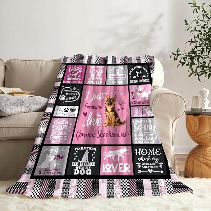 German Shepherd Lover Blanket for Dog Moms - 50" X 60" I Just Freaking Love German Shepherd Soft Throw Blanket - Christmas Dog Themed Gifts for Women Girls