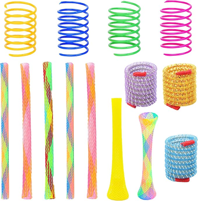 ISMARTEN 35 Pack Cat Spring Toys Set, Colorful Cat Spring Toy and Cat Spring Tube Toy, Interactive Cat Toy for Indoor Cats, Colorful Cat Plastic Coil for Kittens to Swat, Bite, Hunt (Random Color)