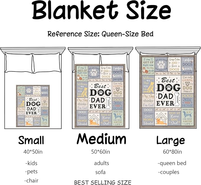 XALAZY Dog Dad Gifts for Men, Blanket 50"X60", Gifts for Dog Lovers/Owners, Dog Blanket Throw 50"X60"