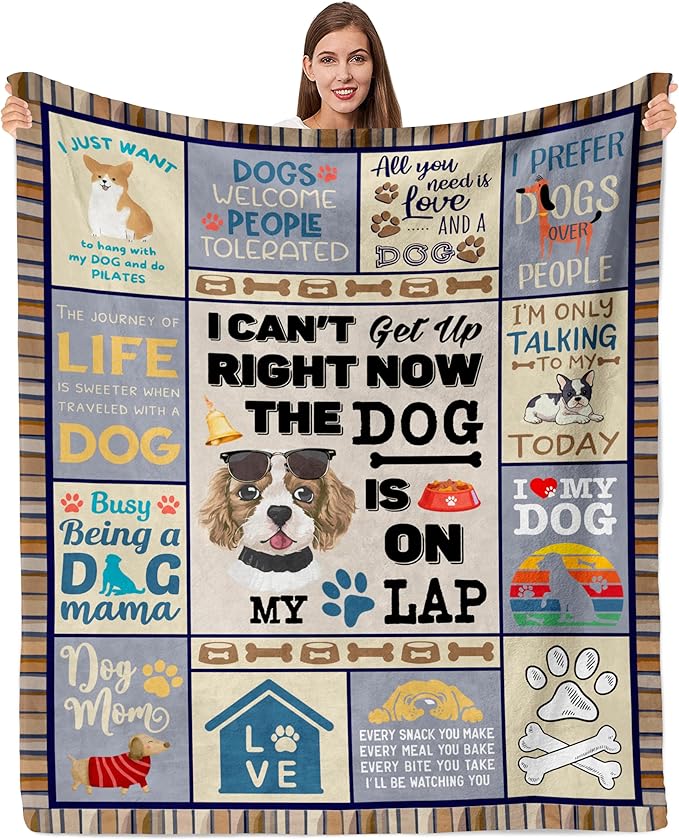 Dog Lover Gifts for Women, Dog Mom Gifts for Women, Dog Throw Blanket 50"x60", Presents for Dogs Lovers/Mom, Presents for Dogs Owners Blanket, Doggie Blanket