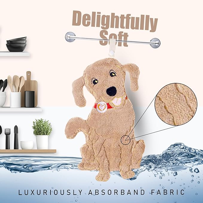 Cute Dog Shaped Hand Towels - Funny Towels for Towels for Bathroom or Kitchen Decor Ultra-Soft Absorbent