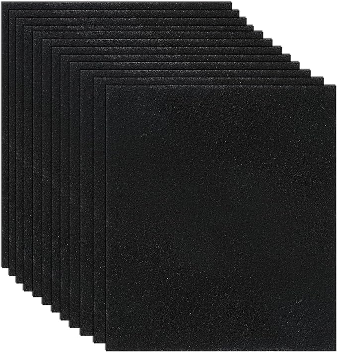 12 Pack Cat Litter Box Charcoal Filters Compatible with Hooded Cat Litter Box, 6 x 6.5Inch Replacement Activated Carbon Premium Odor Filters for Hooded Cat Litter Boxes and Pans, Black