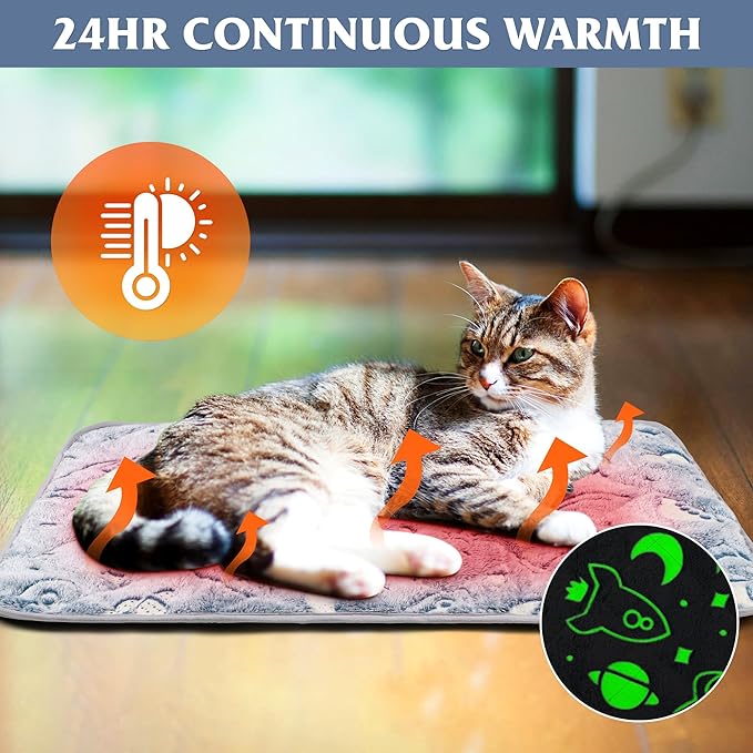 Leekalos Self Warming Cat Bed Self Heating Cat Dog Mat, Ultra Soft Extra Warm Thermal pet Pad for Indoor Outdoor Pets with Removable Cover Non-Slip Botom Washable