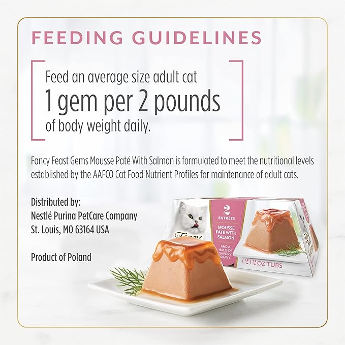 Fancy Feast Gems Pate Cat Food Mousse With Salmon and a Halo of Savory Gravy Cat Food - (Pack of 8) 4 oz. Boxes