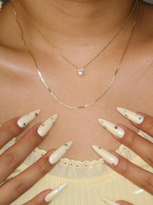 14K Gold Plated Sterling Silver AAA+ Freshwater Cultured Pearl Cat Pearl Pendant