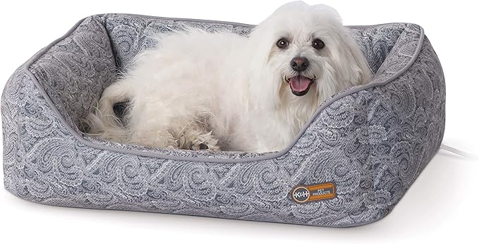 K&H Pet Products Thermo-Water Bolster Heated Orthopedic Dog Bed Gray Medium 20 X 26 Inches