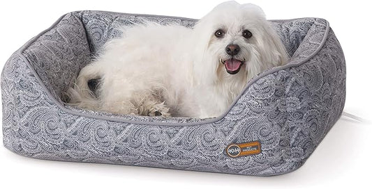 K&H Pet Products Thermo-Water Bolster Heated Orthopedic Dog Bed Gray Medium 20 X 26 Inches