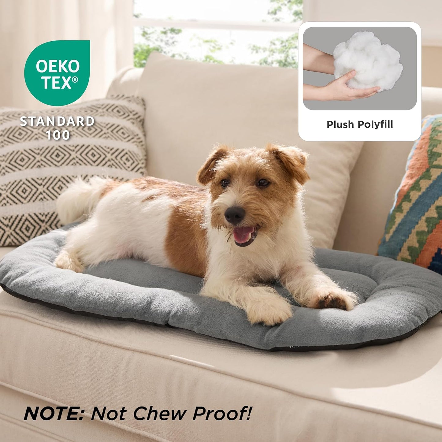 Bedsure Washable Dog Crate Pad for Medium Dogs, Anti-Slip Puppy Kennel Dog Bed for Crate - Ultra Soft Fleece Flat Thin Pet Mat (Not Chew Proof), Light Grey 29"x21"