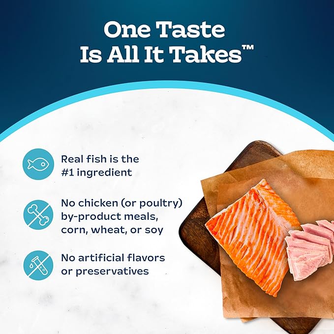 Blue Buffalo Tastefuls Savory Singles Natural Wet Cat Food Variety Pack, Salmon & Tuna Cuts in Gravy, 2.6-oz. Twin-Pack Trays (24 Count, 12 of Each)