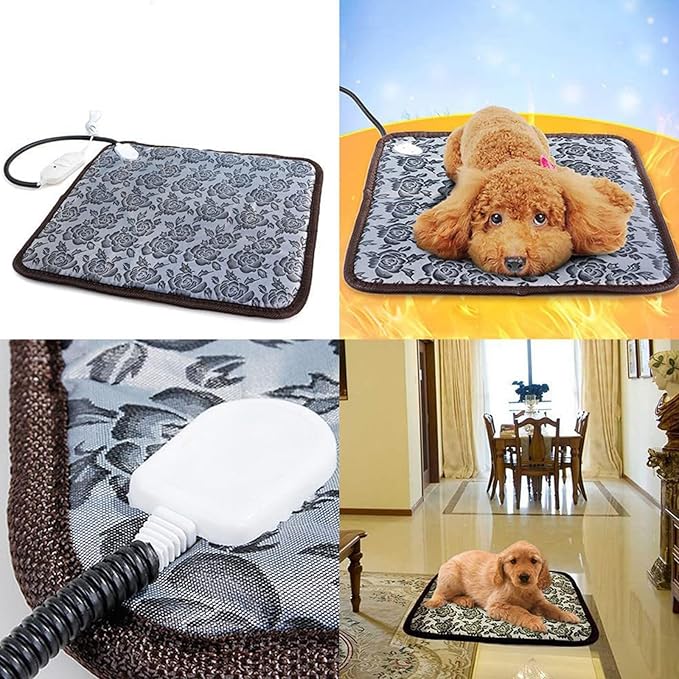 Pet Heating Pad with 3 Adjustable Temperature, Dog Cat Heating Pad with Chew Resistant Cord, Indoor Heated Mat for Dog House, Warming Heater Bed Pad for Outdoor Cat House, Waterproof, 17.7x17.7inch