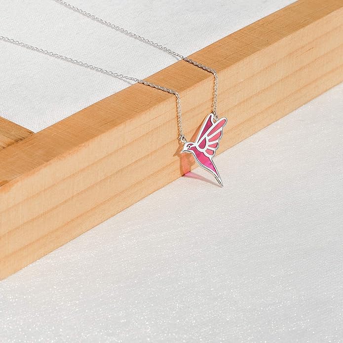 Boma Jewelry Sterling Silver Purple Resin Bird Necklace, 18 Inches