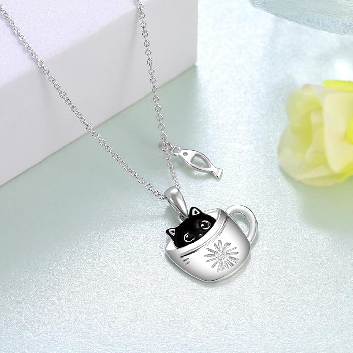 Black Cat/Pug/Boston Terrier/Capybara/Yorkie/Beagle/Maltese/Corgi Necklace 925 Sterling Silver Cute Animal Jewelry for Women