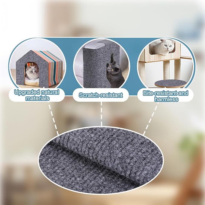 Mity rain 4PCS Cat Scratch Furniture Protector Mats 23.6“X11.8”Trimmable Self-Adhesive Cat Scratch Pads with 8PCS Furniture Nails Cat Couch Protector Mat for Pet Furniture DIY Dark Gray