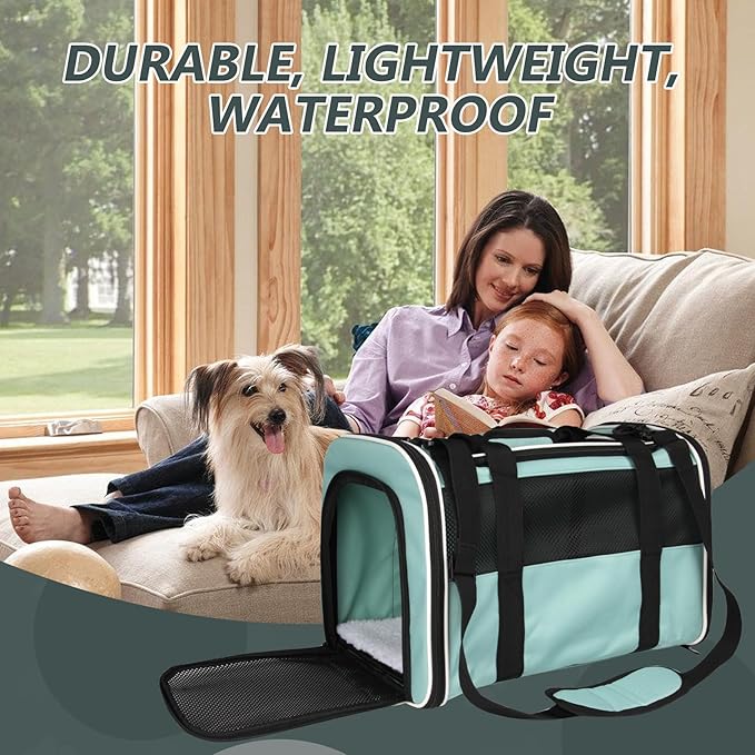 Carriers Soft-Sided Large Pet Carrier for Cats Dogs Small Animals Up to 35Lbs,Top Load Carrier,Ventilated Design,Portable Cat Carrier Airline Approved(X-Large,Green)