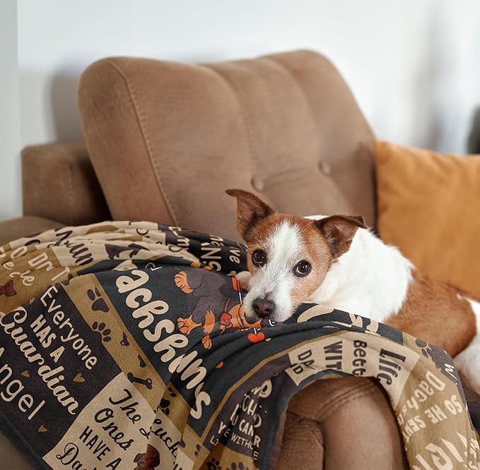 Dachshund Gifts for Women Blanket 50"x60", Wiener Dog Gifts for Women/Kid Dachshund Lover Flannel Throw Blanket
