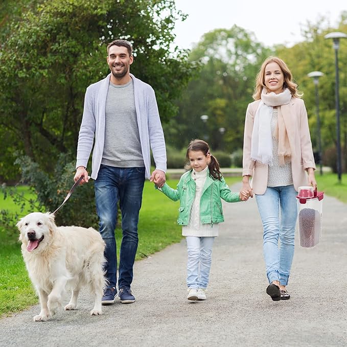 5-7LBS Dog Food Storage Container,Cat Food Storage Contain PBA-free. The Pet Food Storage Container with 4 -Buckle Handle Design is Leak Proof, Easy to Clean and Portable-Elegant Red