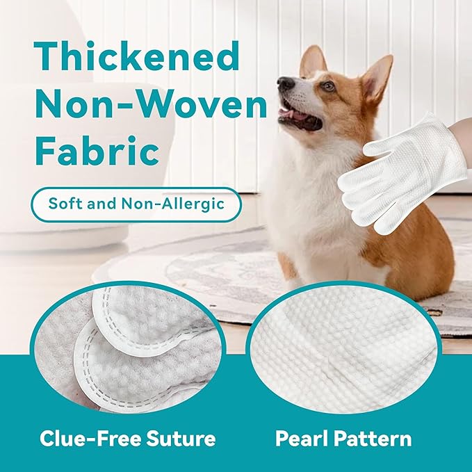 Dog Wipes Cleaning deodorizing, Extra Thick Dog Wipes, Dog Washing Gloves for Daily pet Care and Travel, 6 PCS (Green Packaging, Standard Thickness)