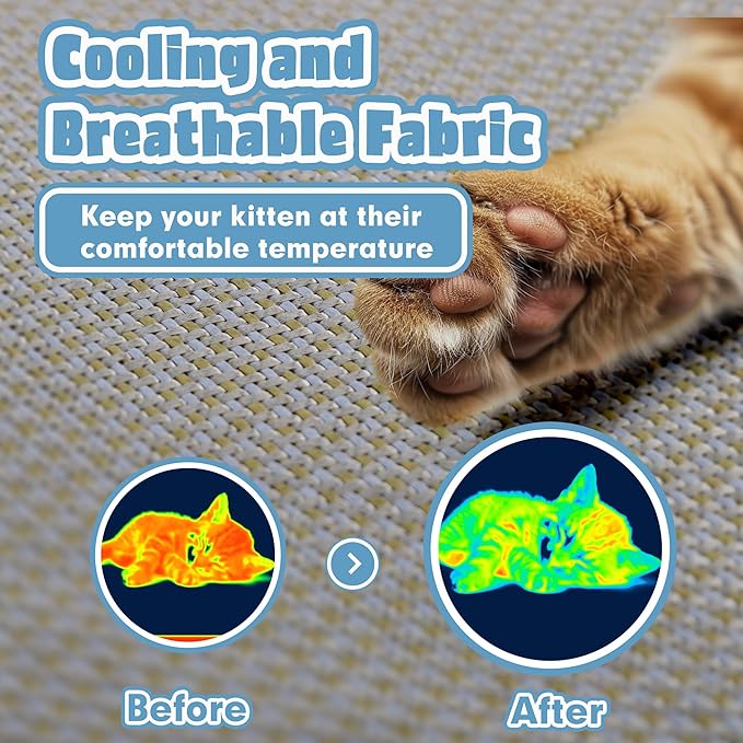 Cooling Kitten Tunnel Bed Mat, Perfect Kitten Gift Toy, 3D Memory Foam Cat Tunnel Cooling Mat, Detachable & Machine Washable, Non-Slip Bottom, Silver S