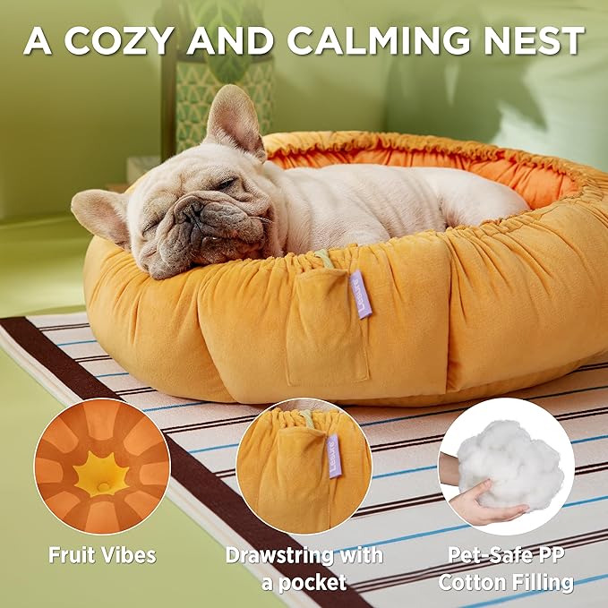 Lesure Cat Beds for Indoor Cats - Washable Cute Cat Beds with Versatile Dual-Use Design, Reversible Donut Pet Bed for Puppy and Kitten, 21x21x7 Inches