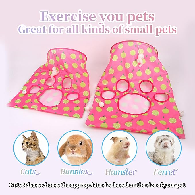 Cat Tunnel Bag Kitty Collapsible Tunnel Toy Crinkle Sack Bag Pet Interactive Cat Cave Toy with 1 Little Mouse & 3 Toy Ball Grey M