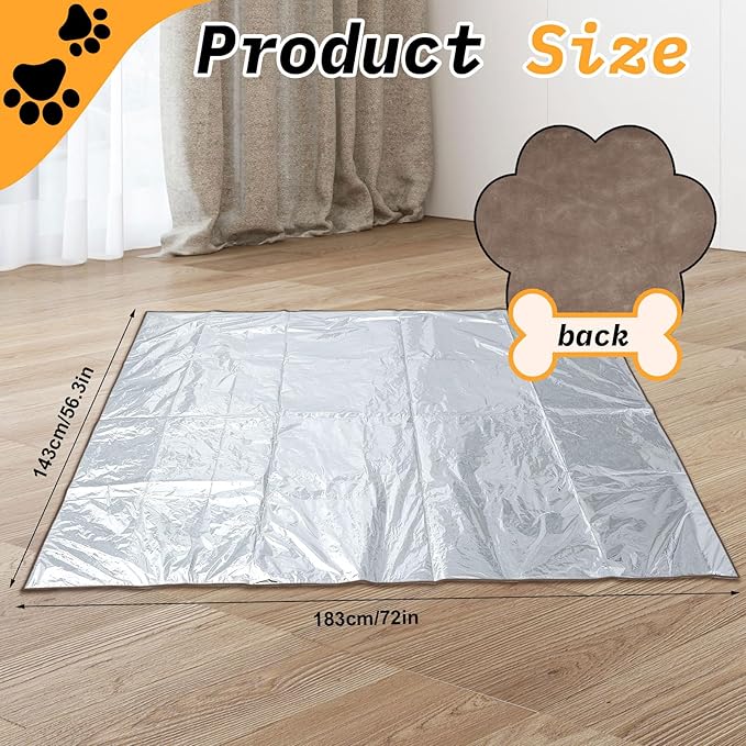 Kigley Pet Deterrent Mat to Keep Dogs Off Bed Couch and Furniture 72x56.3x0.04in Pain Free Couch Mat Non Electric Pet Repellent Mat Cats Dogs Couch Cover to Keep Pets Off Sofa Couch (Brown)