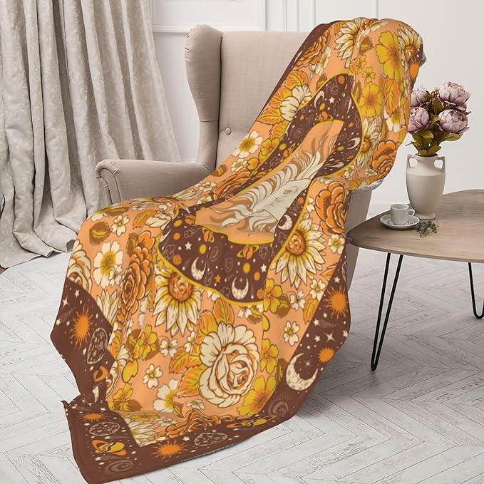 Sun and Moon Bohemia Soft Throw Blanket Flannel Fleece Blankets Warm Cozy Lightweight Fuzzy Blanket for Bed Sofa Couch Home Decor 80"X60"