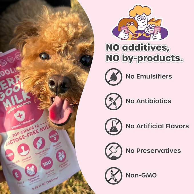 Berry Good Pet Milk. 10pk Vitamin-Infused Cat Milk, Dog, Kitten, Puppy Milk. Dog Bladder Support, Cat Kidney Support, Cat Urinary Supplement Cranberry, Omega 3, CoQ10, Glucosamine, Taurine