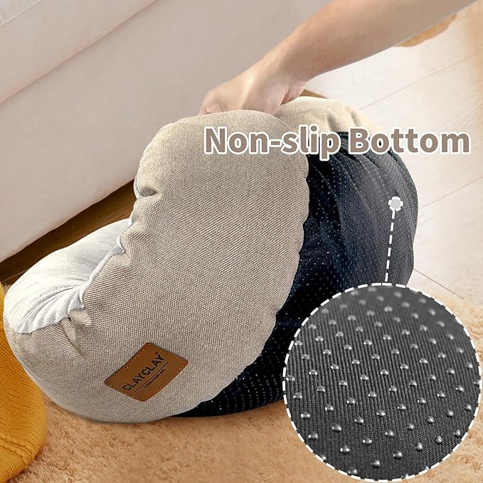 Cozy Round Cat Bed – Soft, Comfortable Cushion for Cats & Kittens – Non-Slip, Machine Washable, Plush Sleep Bed for Cats, Ideal for Resting & Napping (Khaki & Large)