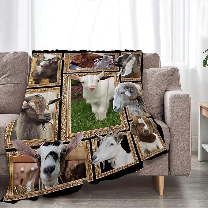 Goat Blanket Ultra Soft Cozy Sheep Throw Blanket Fleece Fuzzy Plush Bedding Goat Sheep Lovers Gifts for Women Girls Kids Adults 50"x40"