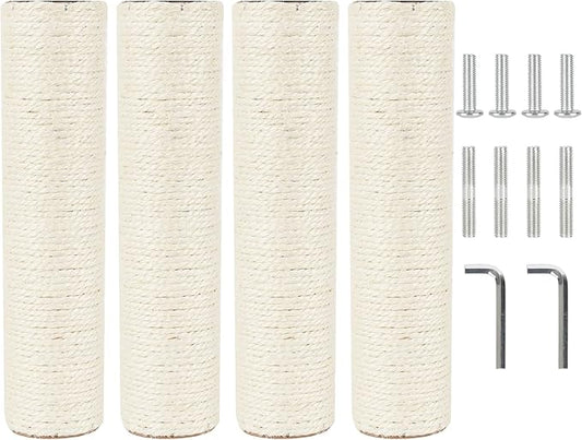 4 Pcs 2.9in 7.4cm Diameter Cat Tree Scratching Post Replacement Sisal Pole (M10, 11.8in/30cm)