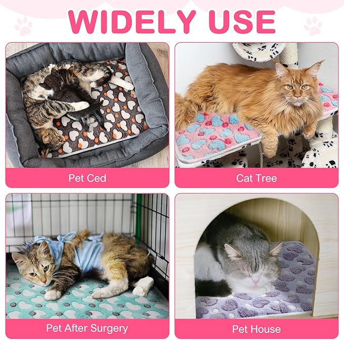 4 Pack Self Heating Cat Bed Cat Self Warming Pad with Removable Cover Extra Warm Thermal Pet Pad Washable Pet Crate Mat Anti Slip Kennel Pad for Indoor Outdoor Pets (Heart,20 x 28 Inches)